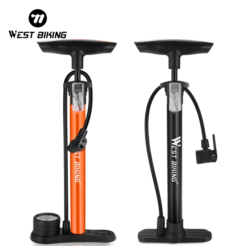 WEST BIKING-Pompe à air avec jauge Schrader Presta pour vélo, gonfleur haute pression en acier pour VTT, 160PSI