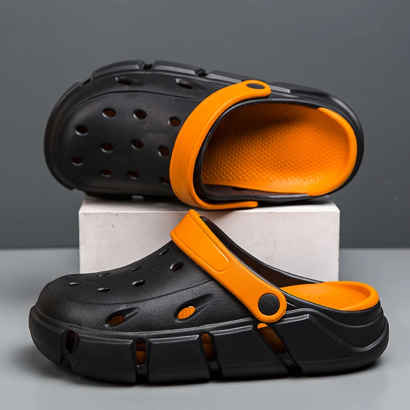 Summer Men Rubber Sandals Garden Shoes Clogs Fashion Beach Shoes Platform Thick Soles Soft Comfortable 5cm High