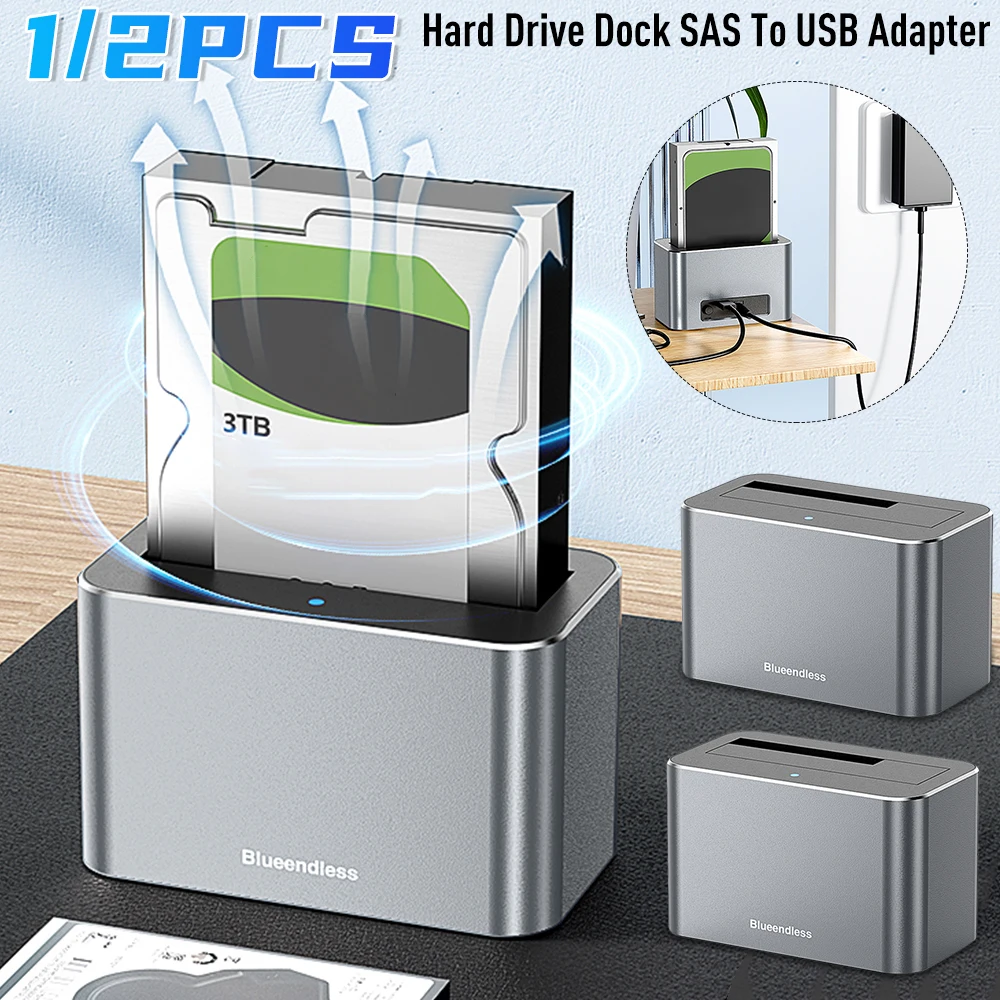 1/2 قطعة قاعدة القرص الصلب SAS إلى USB محول محطة الإرساء 5Gbps محول عالي السرعة دعم 20 تيرا بايت ل 2.5/3.5 بوصة SATA/SAS HDD SSD #2