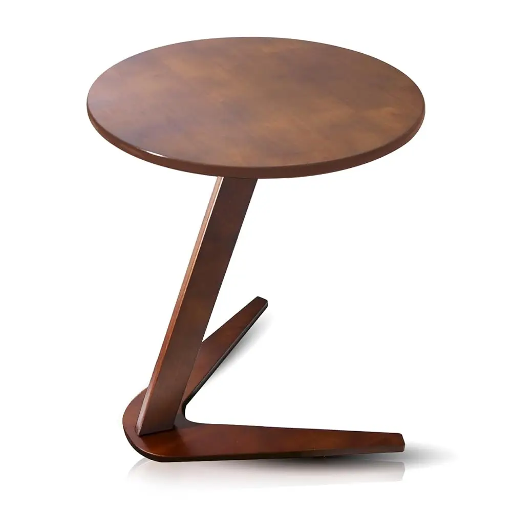 

C-Shaped End Table Rubber Wood, Space-Saving Sofa Table Slide Under Couch For Tv Dinner, Laptop Side Over Bed Table For Living