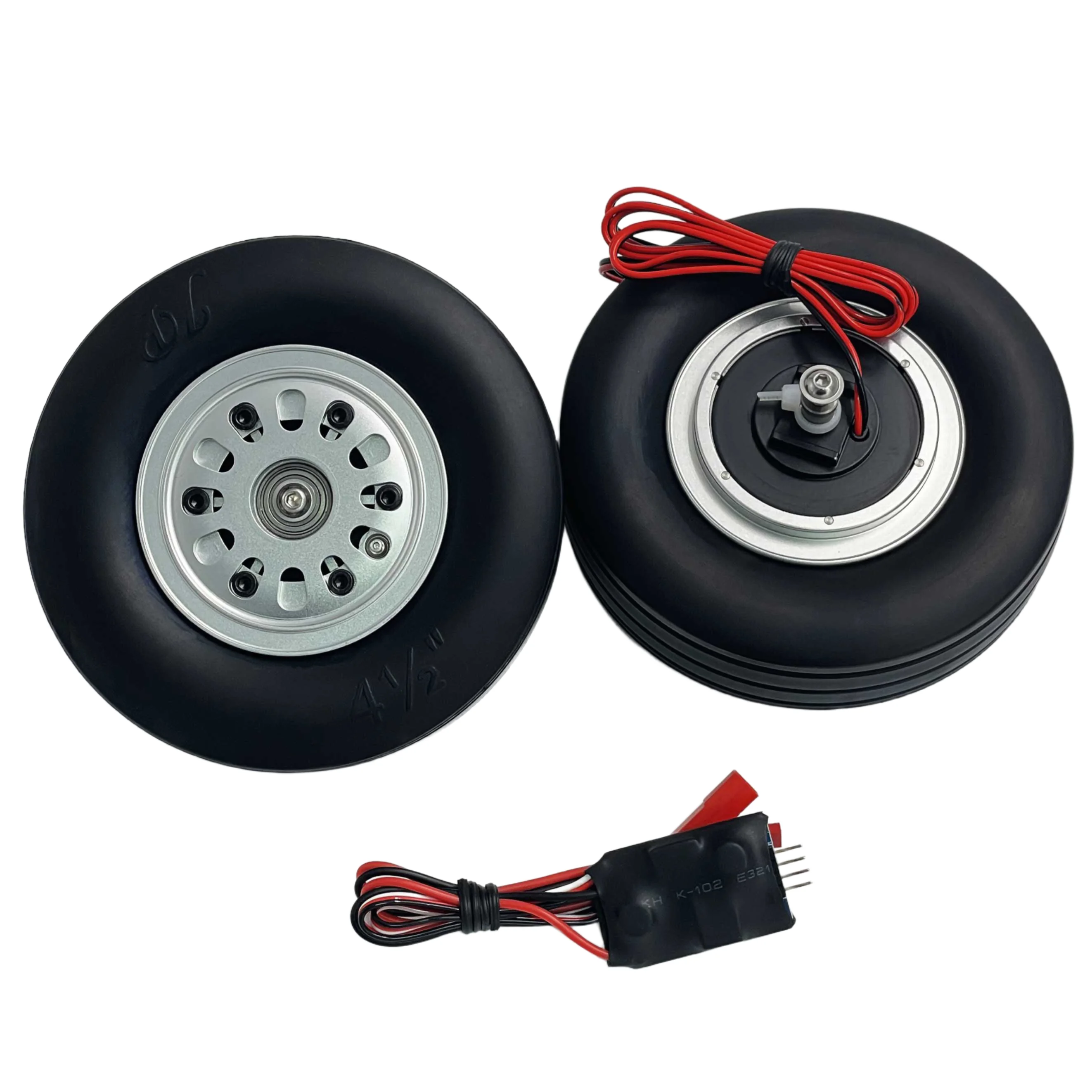 XAERO 115 mm (4,5 pouces) roues de frein pour Jet RC, moyeu en aluminium robuste avec pneus en caoutchouc à haute friction, accessoires de train d'atterrissage