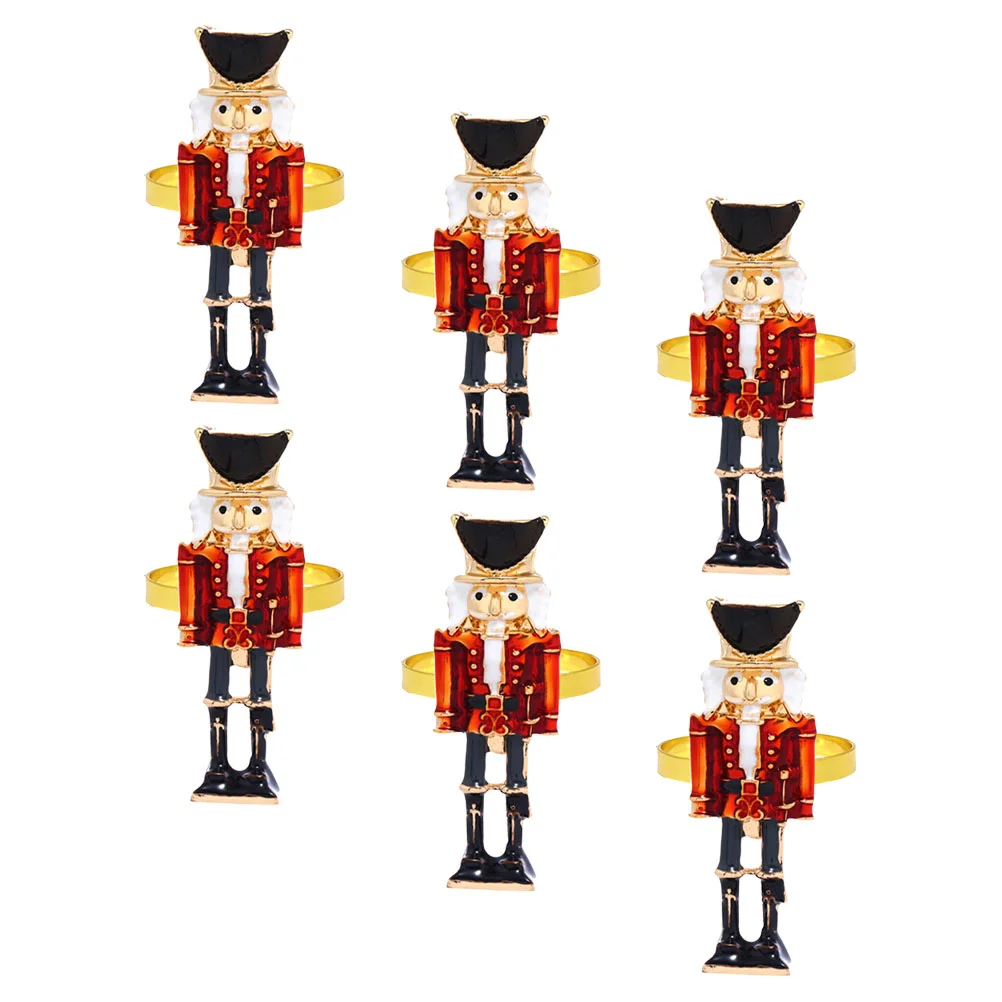 

Walnut Soldier Napkin Buttons Holiday Party Decoration 6pcs Accessory Nutcracker Ring Decorations