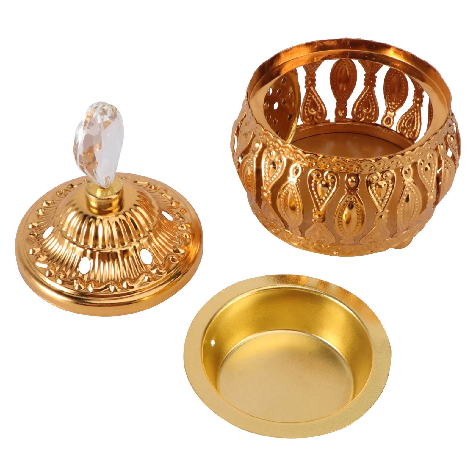 

1Pcs Carved Incense Holder Golden Electroplated Beautiful Aromatherapy Ornament for Bedroom Meditation Yoga Room