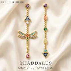 Pendientes de gota de libélula coloridos para mujer, joyería fina juguetona de estilo europeo, regalo de Boehmia nuevo, Plata de Ley 925