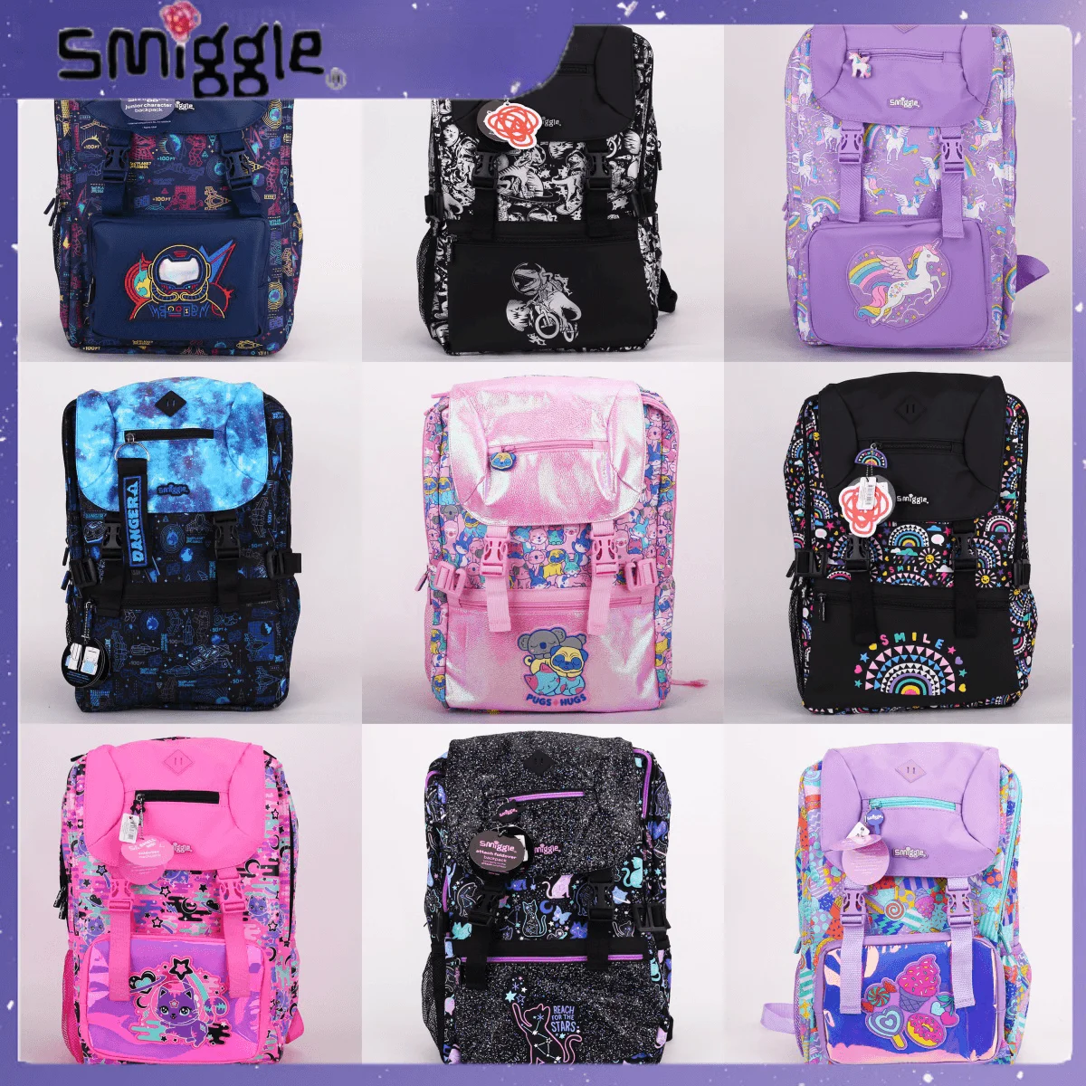 Genuine Australian Smiggle Waist Buckle Backpack For Children Princess Flip Messenger For Students Mailman Backpack Student Gift