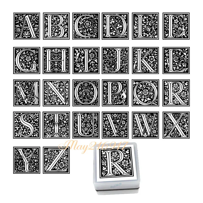 Customize First Name Seal, Vintage AtoZ Memento Design Personalized Seals for Years,Book EXLIBRIS Stamp, Photosensitive Stamps