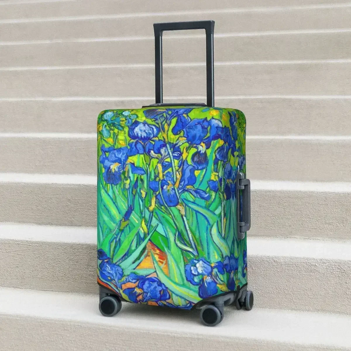 

Vincent Van Gogh Suitcase Cover Irises Vibrant Flower Elastic Travel Protection Luggage Case Vacation