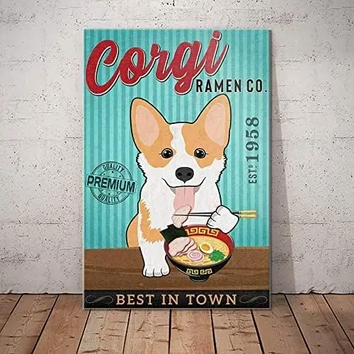 Metal Sign Corgi Dog Ramen Best in Town Dog Retro Sign Vintage Aluminum Tin Sign for Kitchen Coffee Bar Garden Home Bathroo sign