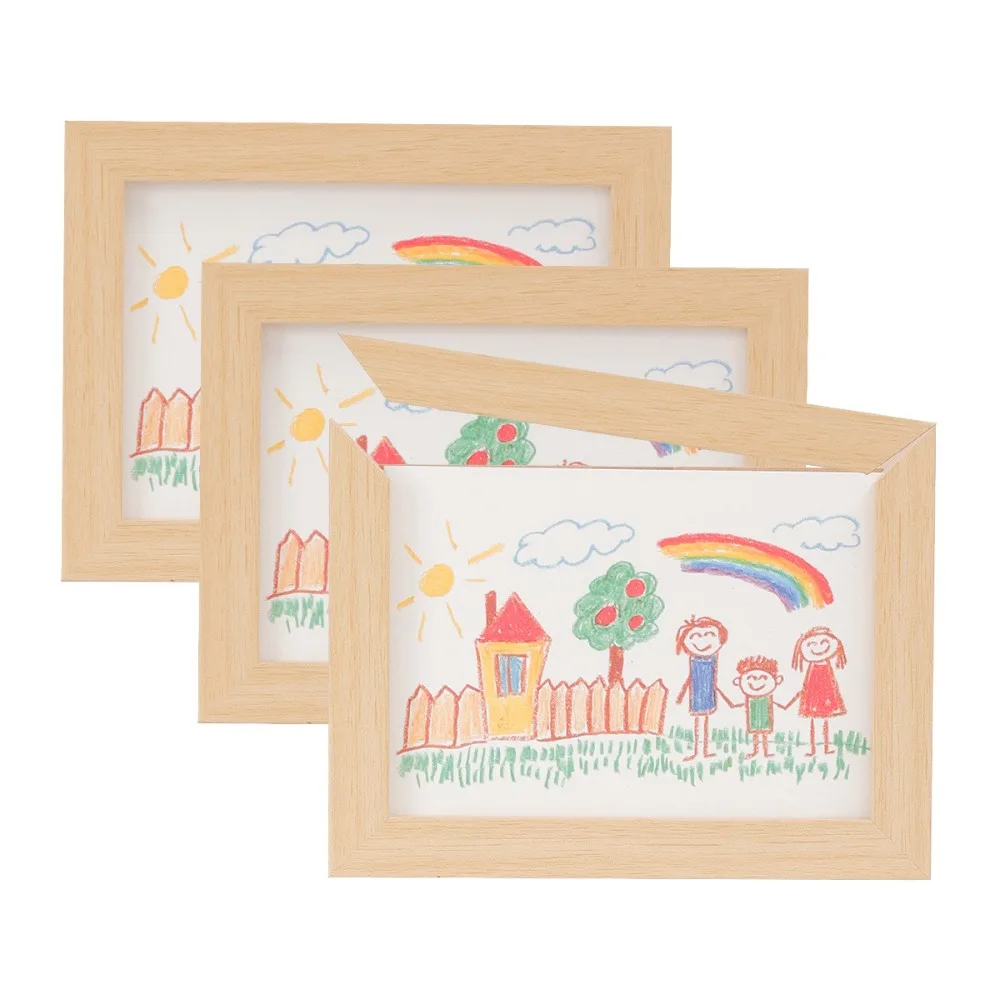 

Wall Decoration Wooden Kids Art Frame Rotatable Changeable Photo Frame Family Portraits Memorial Cards Display Holder for Kids
