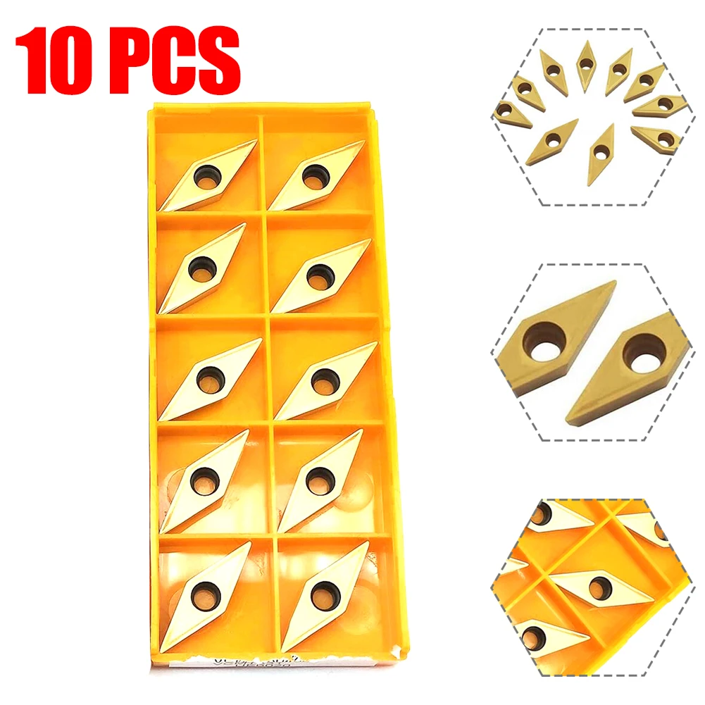 

Accessories Insert Replacement Turning Tool VCMT160404 VCMT331 10pcs Carbide Inserts Fittings Golden Indexable