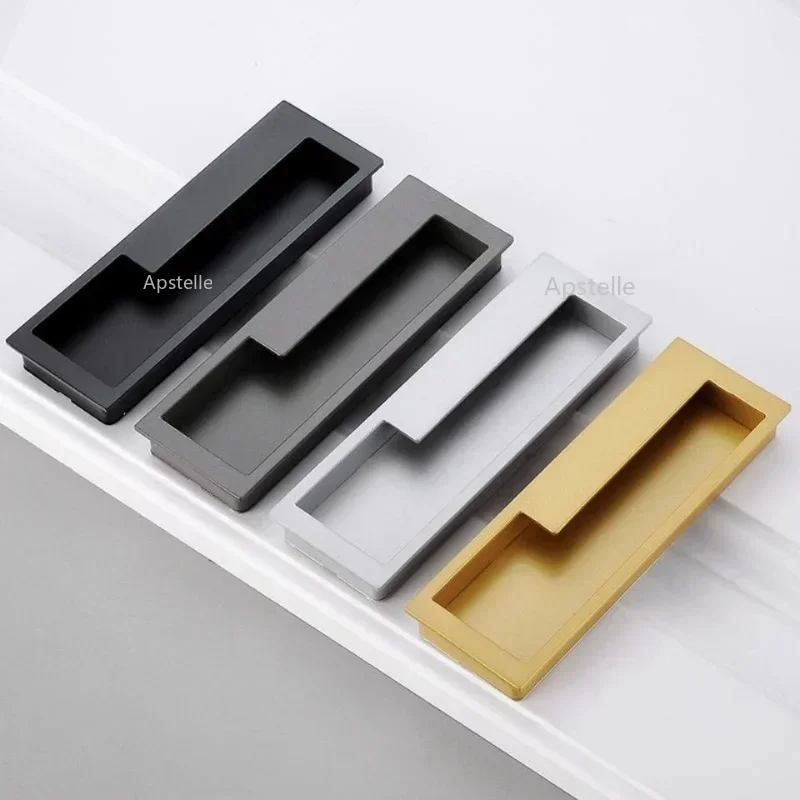 Interior Door Pulls Wardrobe Handle Kitchen Drawer Hardware Nordic Style Black Gold Sliding Door Handle Hidden Door Handles