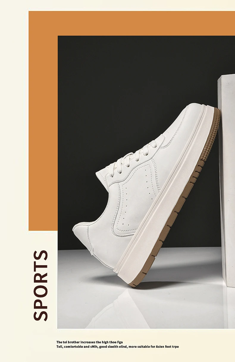 New Height-increasing Shoes for Men: 10CM-8CM-6CM Invisible Height-increasing Sports Shoes, White Sports Shoes, Large Size 37-44