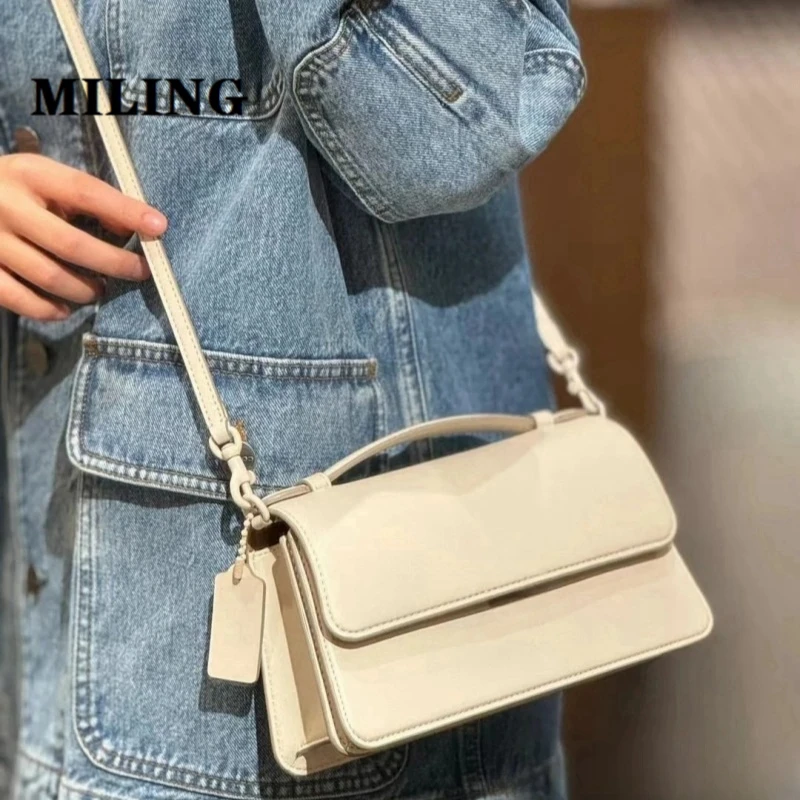 Ladies Fashion Messenger Bag Woman Single Shoulder Bag Thick Cowhide Handbag and Purses Crossbody Vintage Satchel 2024 New