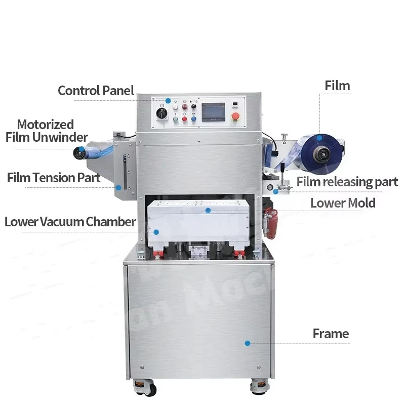 HVT-450M/2 طعام الدواجن مسحوق الدجاج تعديل الغلاف الجوي التعبئة والتغليف الرسم البياني وآلة ختم الألواح الجلدية فراغ