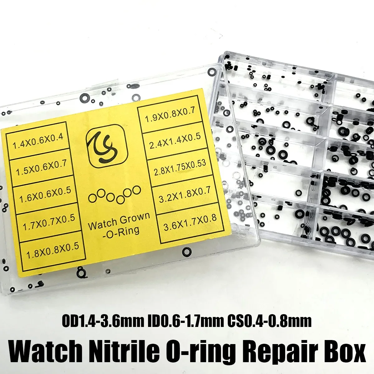 Nitrile Watch O-ring OD1.4-3.6mm ID0.6-1.7mm CS0.4-0.8mm Waterproof and Dustproof Sealed Watch Maintenance and Replacement Parts