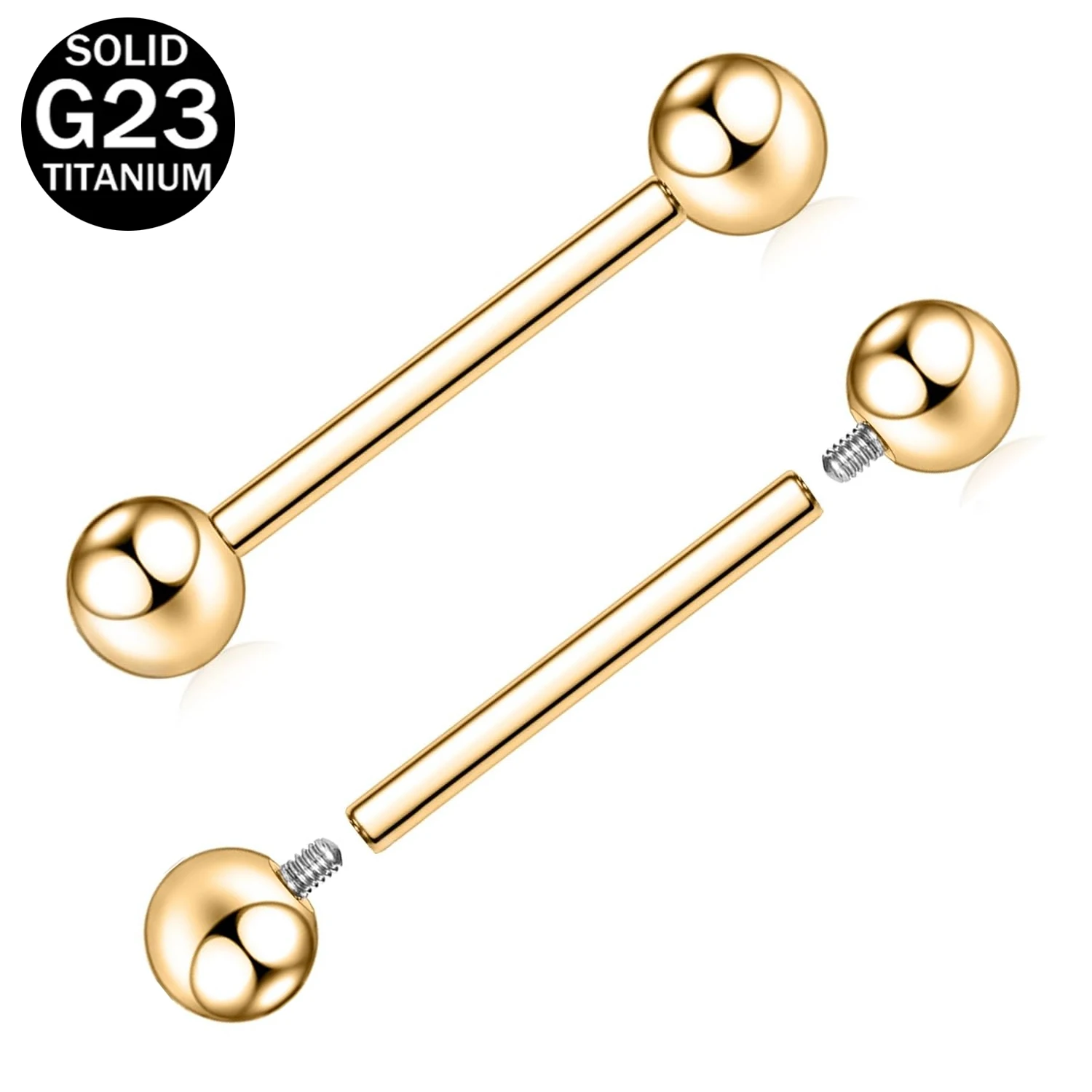 1pc/2pcs 14G G23 Solid Titanium Shield Nipple Rings Barbell Internally Threaded Nipple  Tongue Bridge Piercing Jewelry 12mm-38mm
