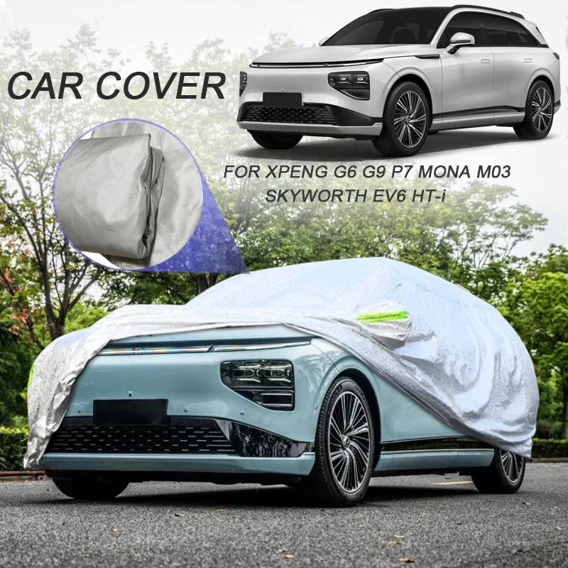 Car Cover 210T Polyester Waterproof For XPENG MONA M03 G3i G6 G9 P7 P7+ X9 SKYWORTH EV6 HT-i Sunshade Anti-UV Dust Accessory