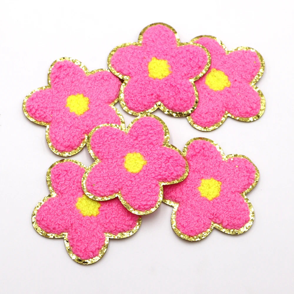 1PC Chenille Eisen auf Patches Stickerei Patch Blume Bögen Regenbogen Patch Nähen auf Patch Für Kleidung Jacke Rucksack Dekoration – Detail 3