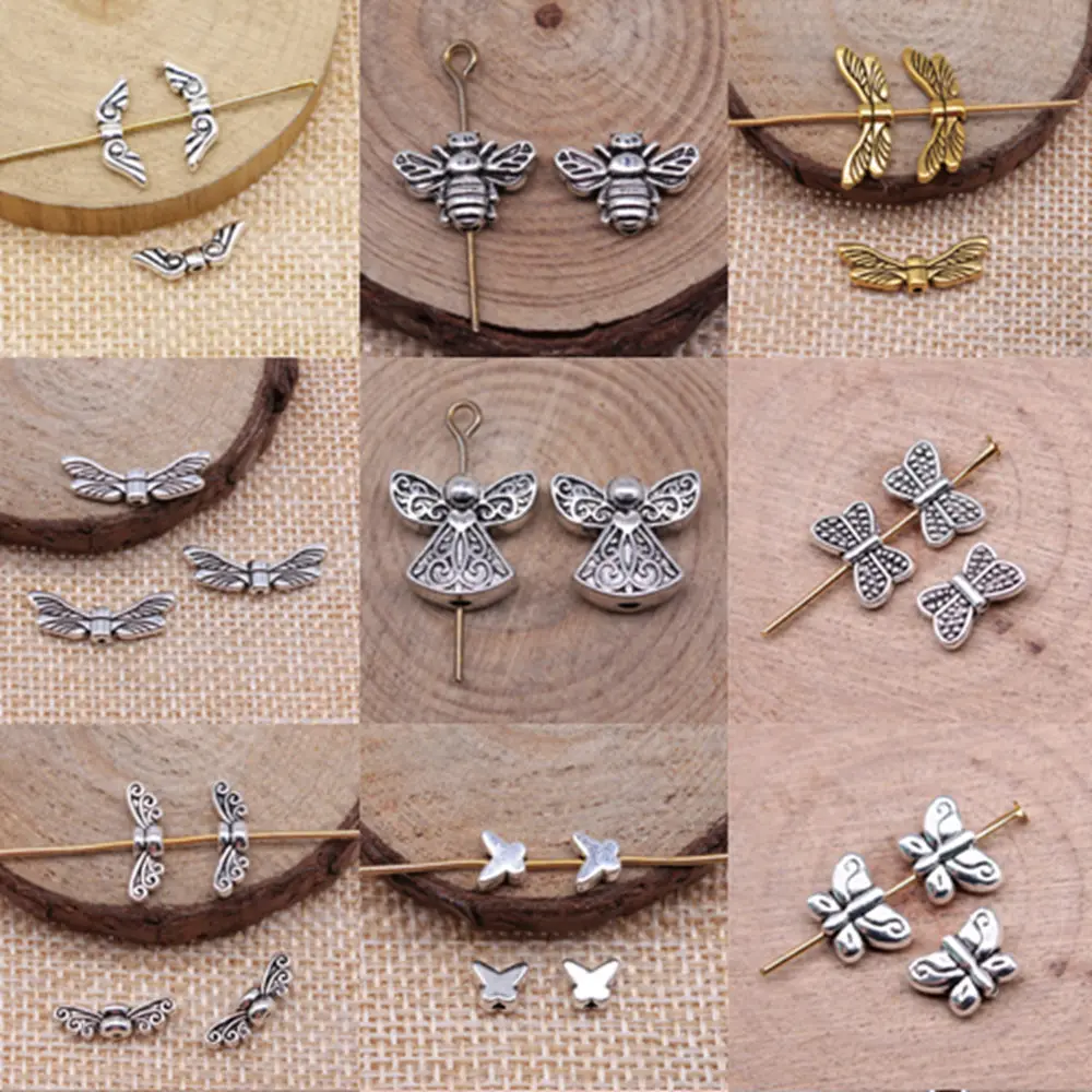 Butterfly Angel Wing Small Hole Spacers Beads Charms For Jewelry Making DIY Pendants For Gift Bulk
