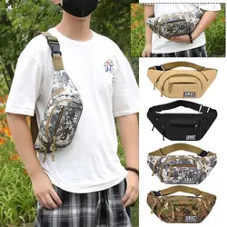 Large Capacity Camouflage Sling Bag Durable Waterproof Multi-layer Outdoor Waist Bag Nylon Fanny Pack