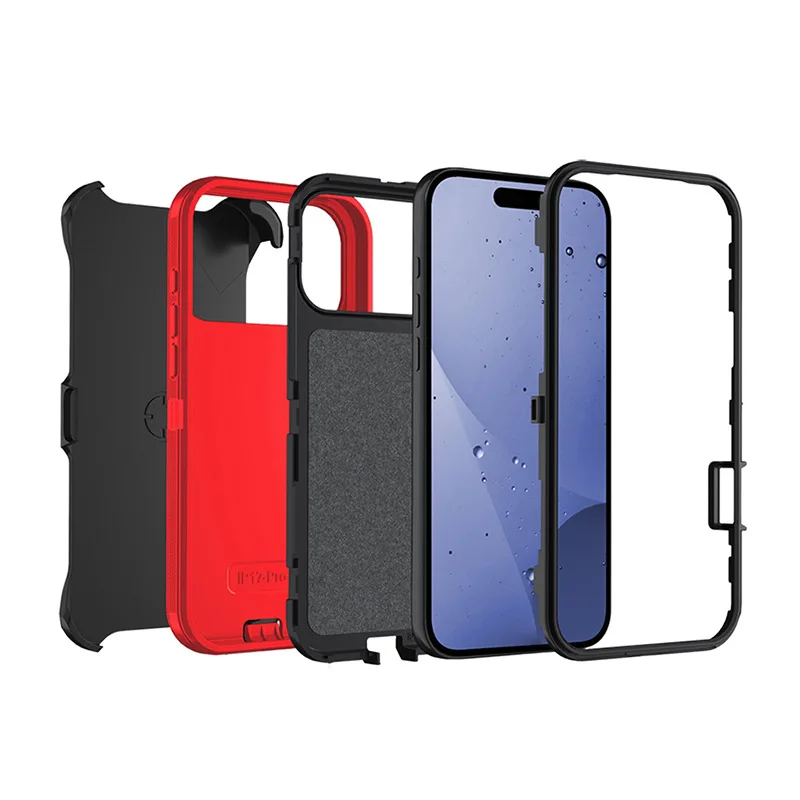 아이폰 17Air 16 15 14 13 12 Pro Max용 3-IN-1 밀리터리 헤비 듀티 클립형 케이스, 기타 방탄 충격 방지 아머 박스 커버