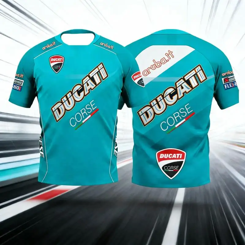 2026 Fashion Men's Women's New Motorcycle Off Road Bicycle T-shirt Comfortable Sports Shirt Extra for Ducati Family Kids Tees view 3