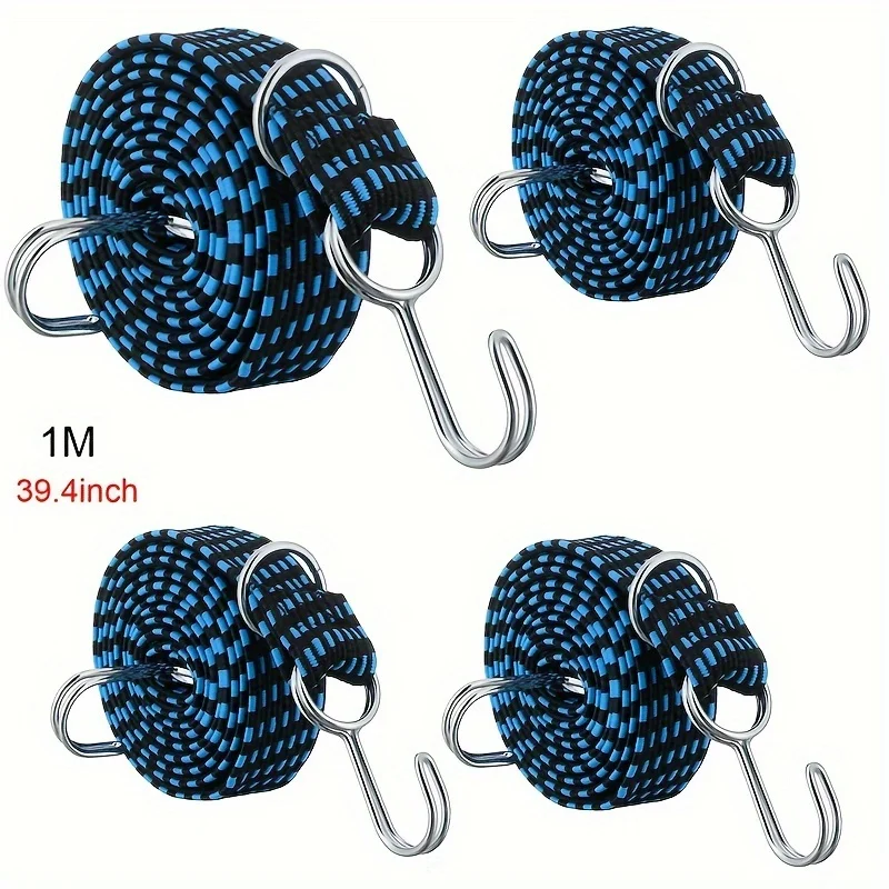 4 قطعة حبل بنجي مرن شديد التحمل - طول 100 سم وعرض 3 سم حبل مسطح مضاد للانزلاق لأمتعة الدراجات النارية والدراجات #3