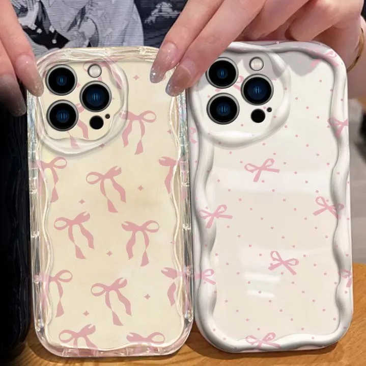 

Cartoon pink bow beautiful Phone Case For Apple iPhone 16 16E 15 14 13 12 11 XR XS X Pro Max Plus Wave Oil Cover Soft Funda