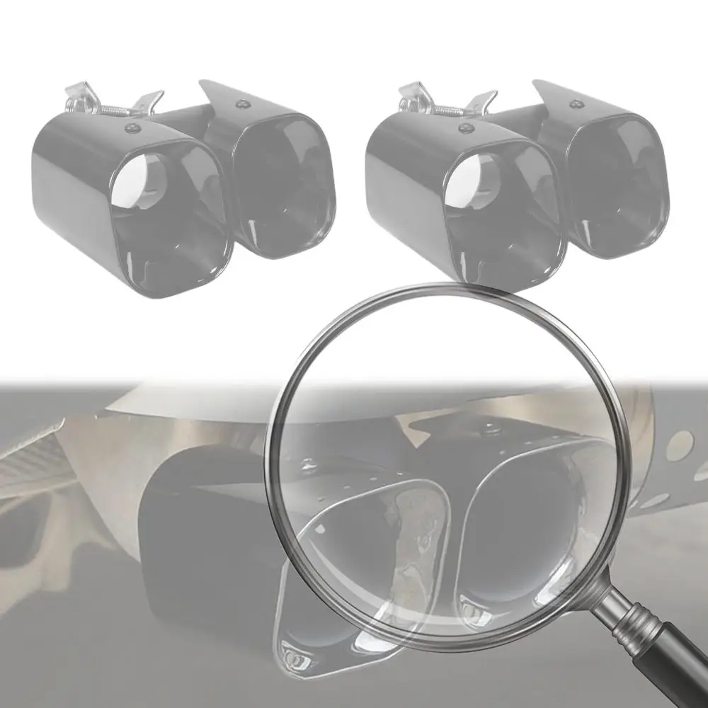 

Car Rear Tail Exhaust Cover Trim Kit Stainless Steel Car Double Exhaust Tips Pipe for Land Rover Defender 90/110/130 20-25