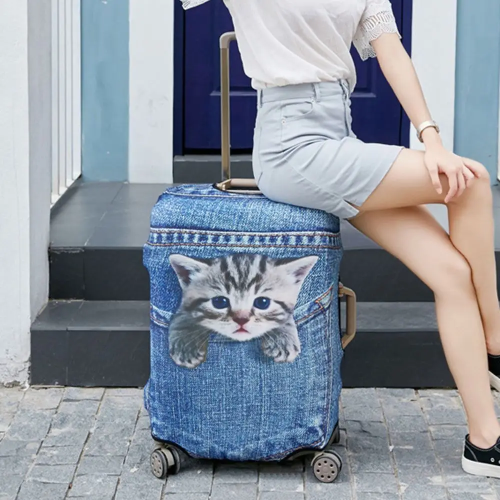 3D Luggage Protective Cover Cat Dog 18-28 Inch Trolley Suitcase Dust Cover Elasticity Animal Pattern Suitcase Case Covers