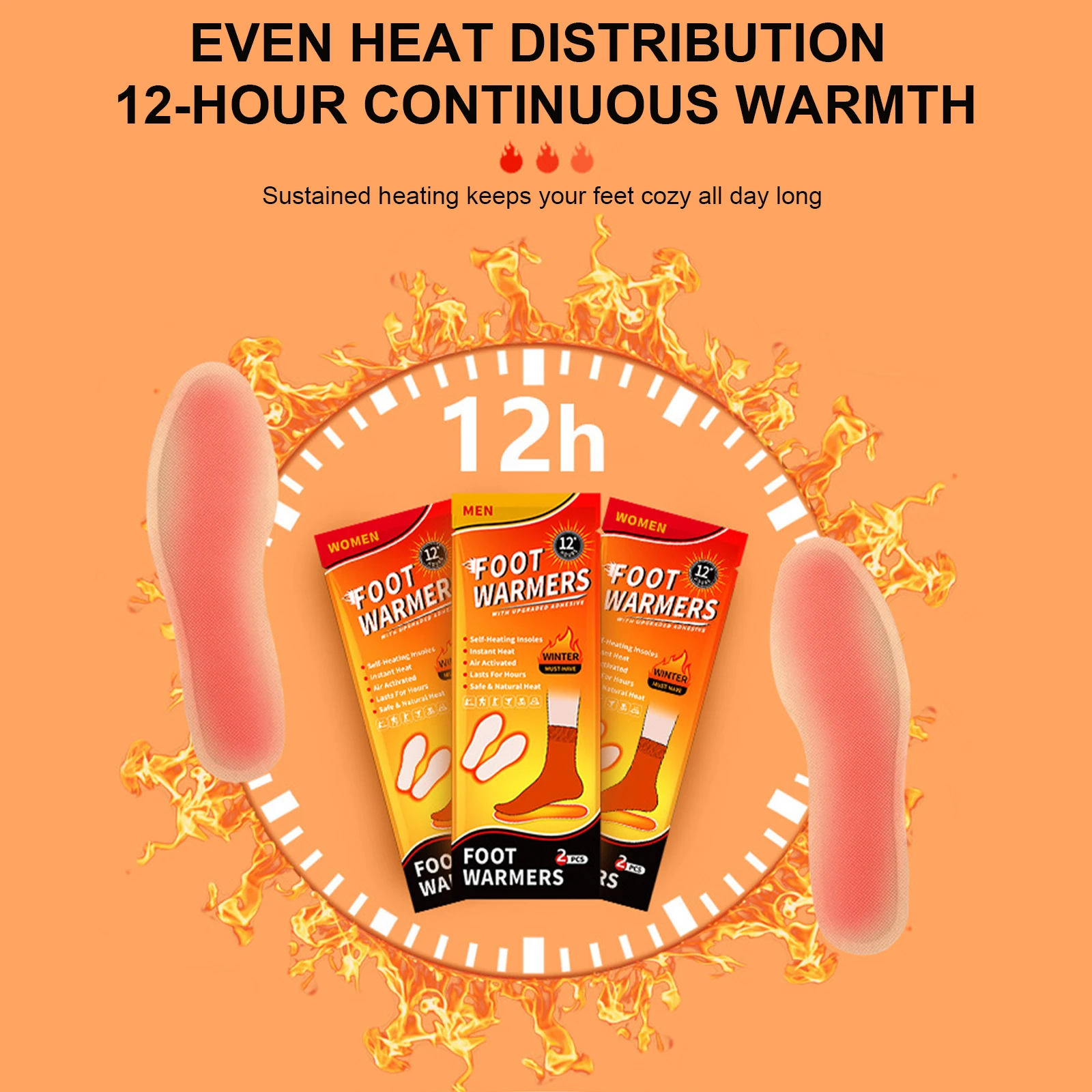 10 pares de calentadores de pies con plantilla, plantillas calentadas desechables, calentadores de pies inodoros para caza y deportes al aire libre