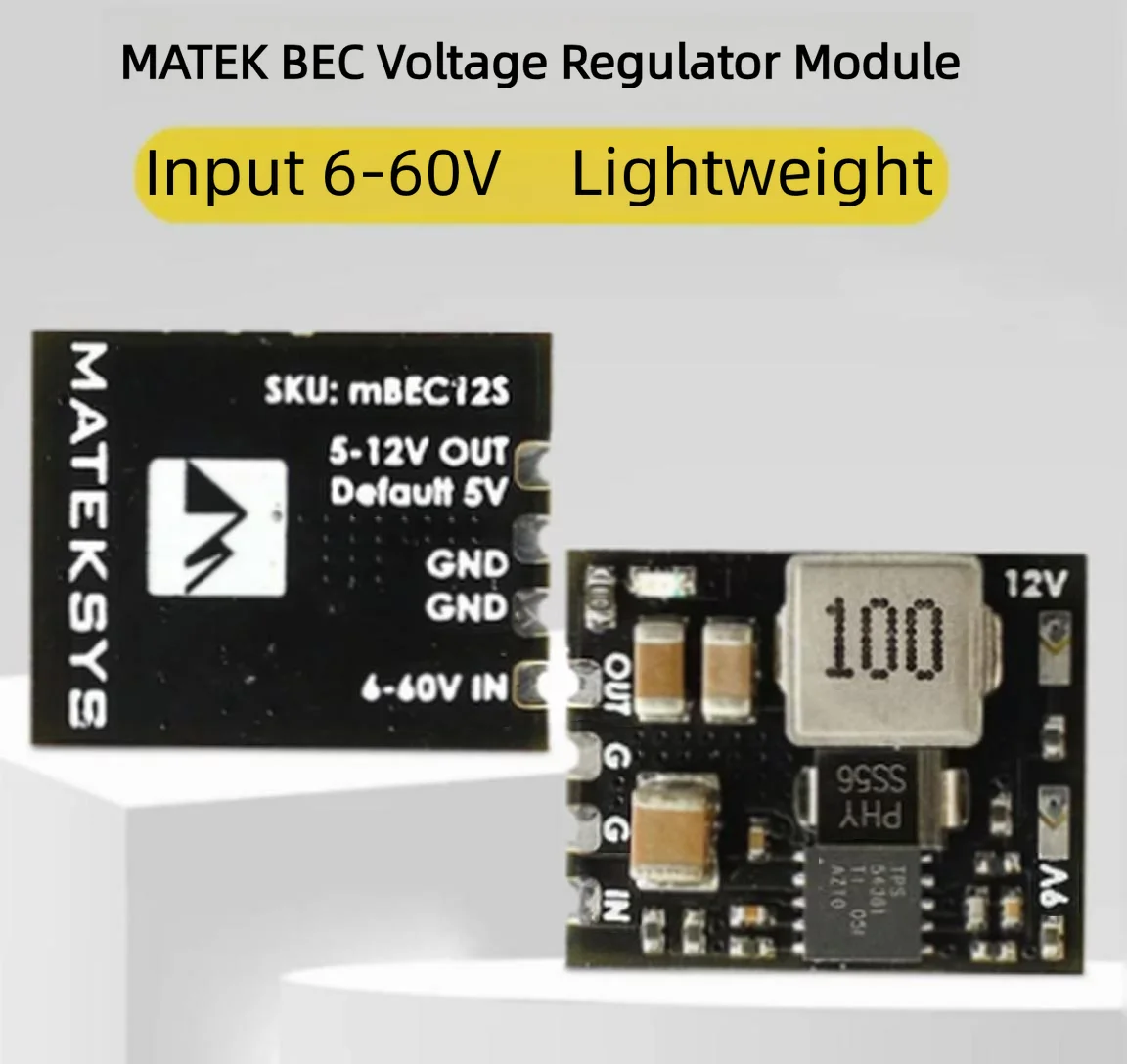 Matek System MICRO BEC12S Adjustable BEC Module 6-60V to 5.9V12V 18x15mm for RC Models FPV Racing Drone Airplane DIY Replacement