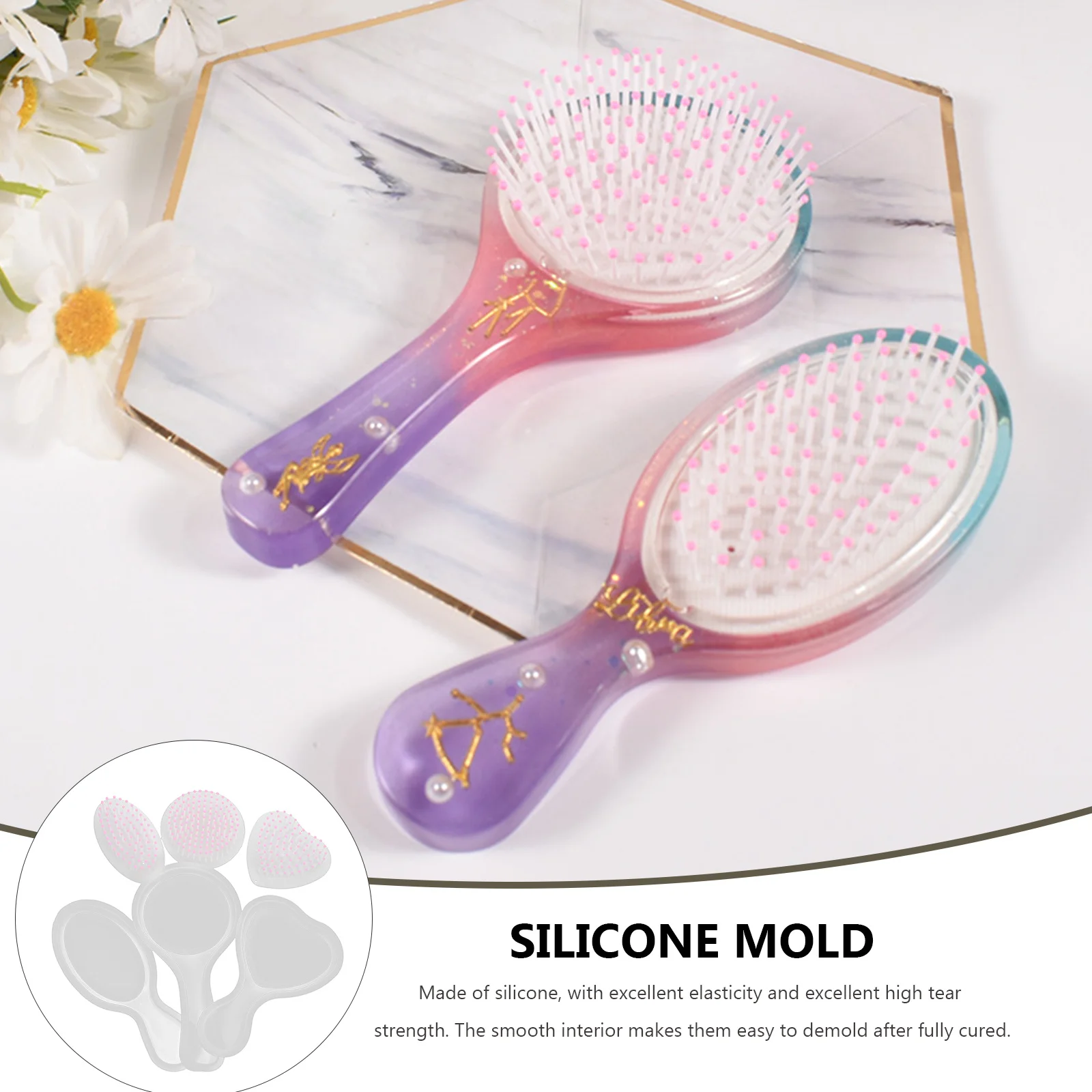 

12pcs Silicone Comb Mold Flexible Reusable Washable Craft Tool For Diy Epoxy Resin Casting Smooth Non-Stick Durability Jewelry