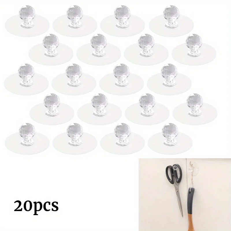 

20pcs Self-adhesive Transparent Knob Round Diamond Shape Handle Clear Crystal Mini Pull Glass Door Window Cabinet Drawer