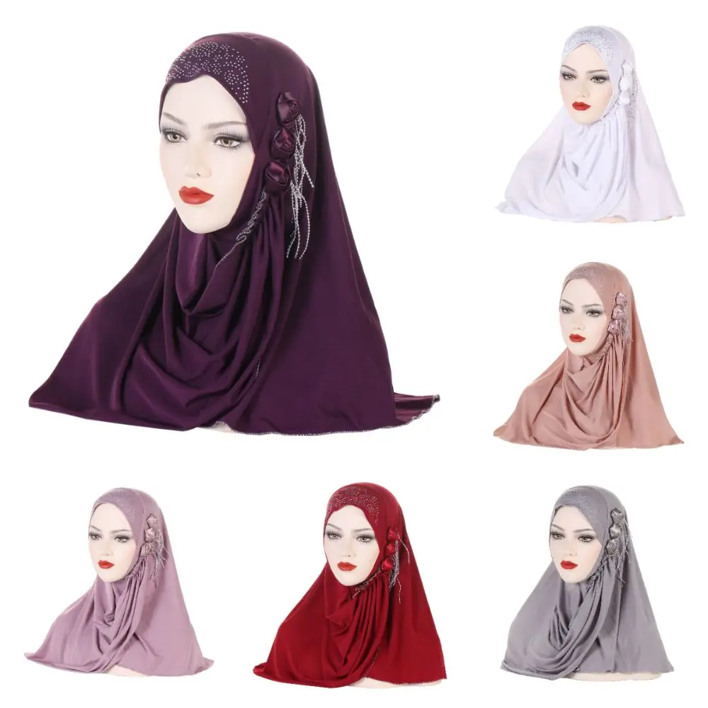 Classic Floral Women's Hijabs Full Cover Elegant Islamic Headscarf Prayer Hijab Breathable Instant Turban Ladies Scarf