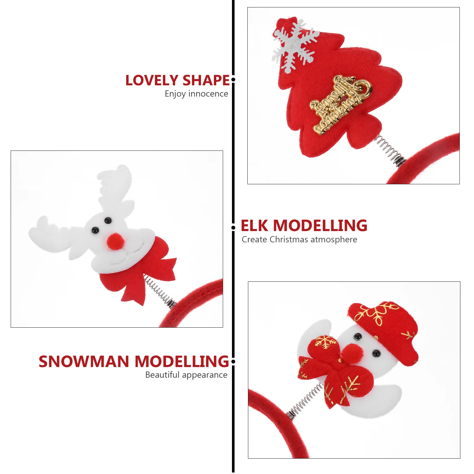 

4Pcs Children Performance Hair Hoop Christmas Hairband Party Stage Hair Accessories Kids Headbands Fashion Lightweight