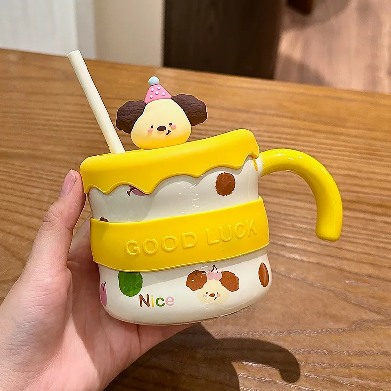 لطيف الكرتون جرو السيراميك القدح كوب امتصاص مضحك فناجين القهوة الأصلي أكواب شخصية هدية درينكوير كوب للشاي عيد الميلاد البيرة #4