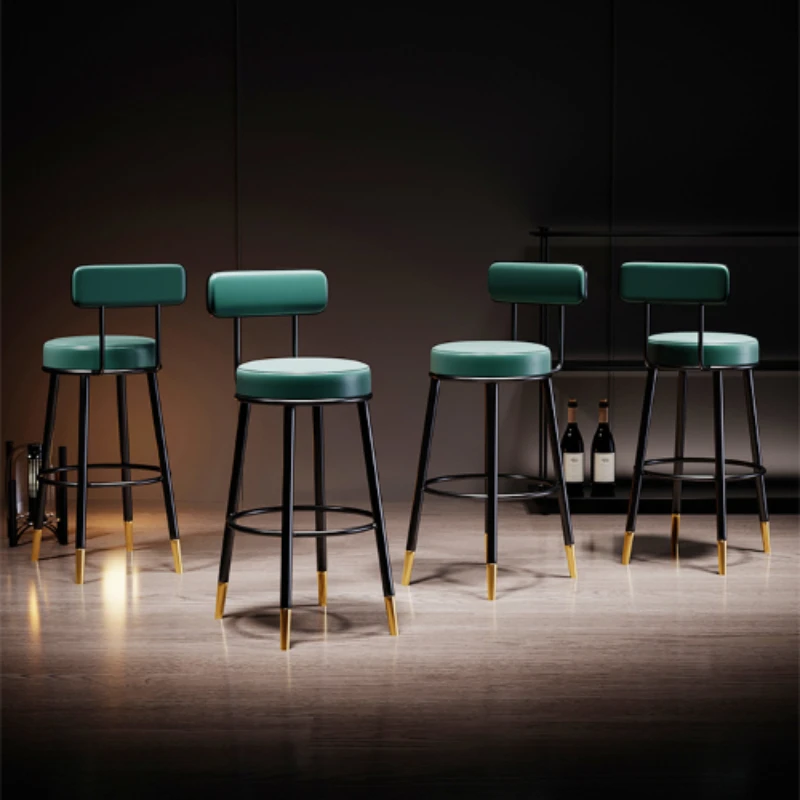 Minimalista Metal Leather Bar Stool, costas simples, confortável cadeira nórdica preta, mobiliário de mesa moderno, alta qualidade