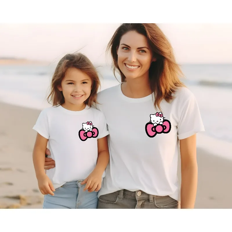 

Футболка Heart Hello Kitty Kawaii I Love Hello Kitty Футболка Симпатичная футболка Sanrio Футболка для пар Повседневная мужская и женская футболка с короткими рукавами