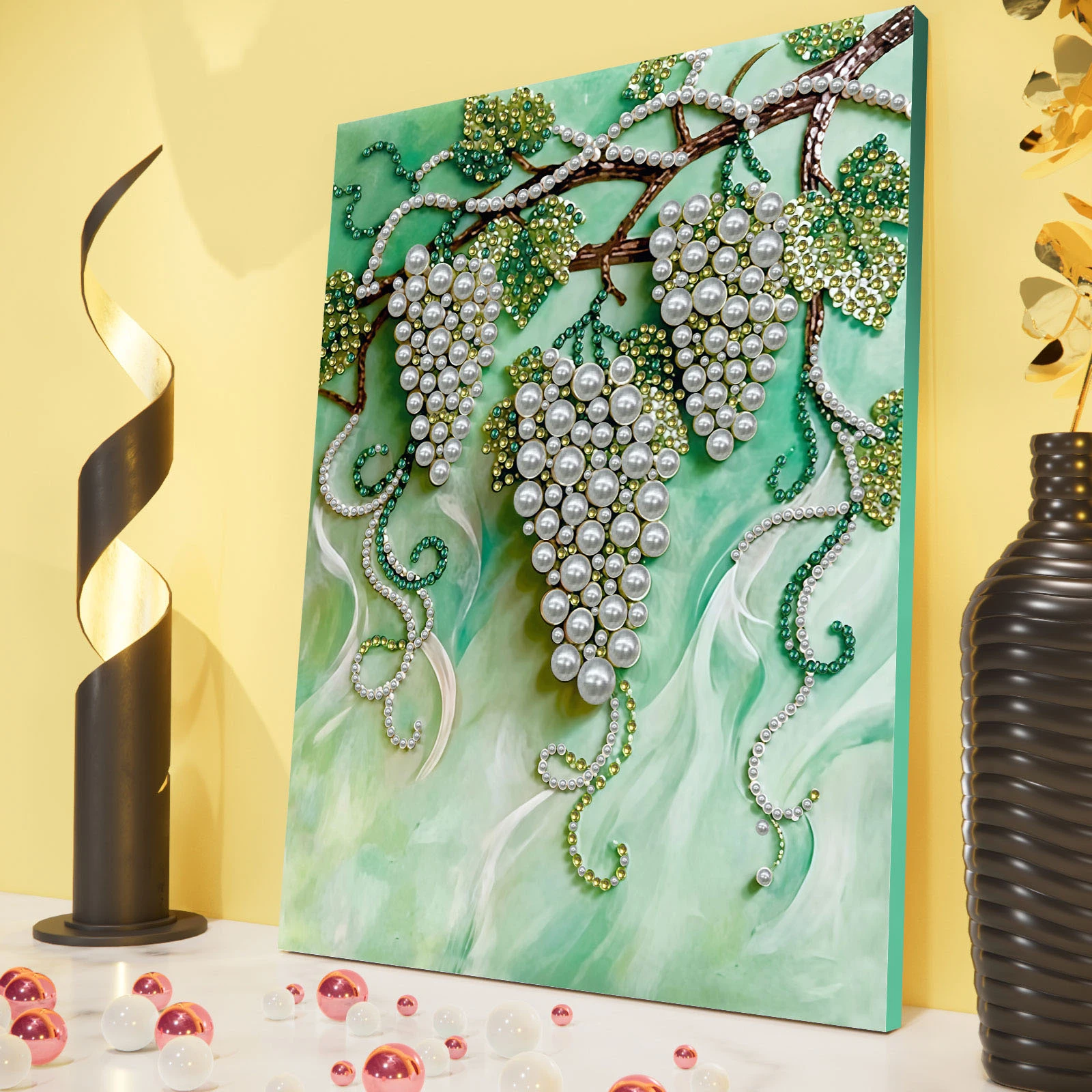 

Набор для творчества: Жемчужная живопись по номерам «Виноград» с рамкой, 30x40 см, для домашнего декора