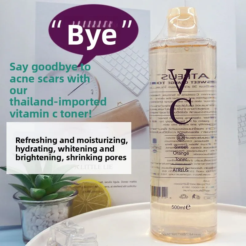 500ML Thai Vitamin C Toner, Brightening Face Body Water for Dark Spots Acne Marks, Pore Tightening Hydrating Lotion