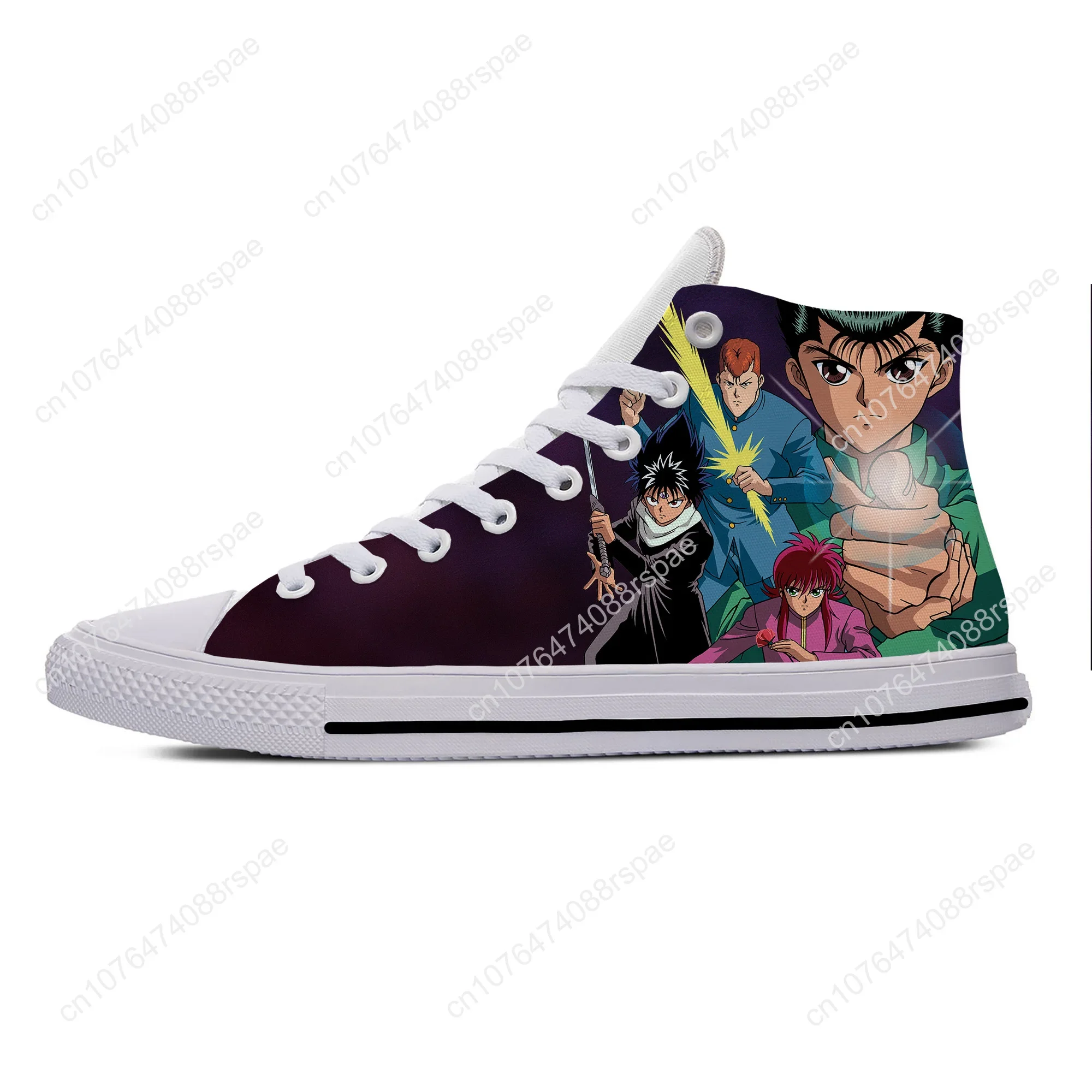 Japanese Anime Manga Cartoon Yu Yu Hakusho Funny Casual Cloth Shoes High Top Lightweight Breathable 3D Print Men Women Sneakers