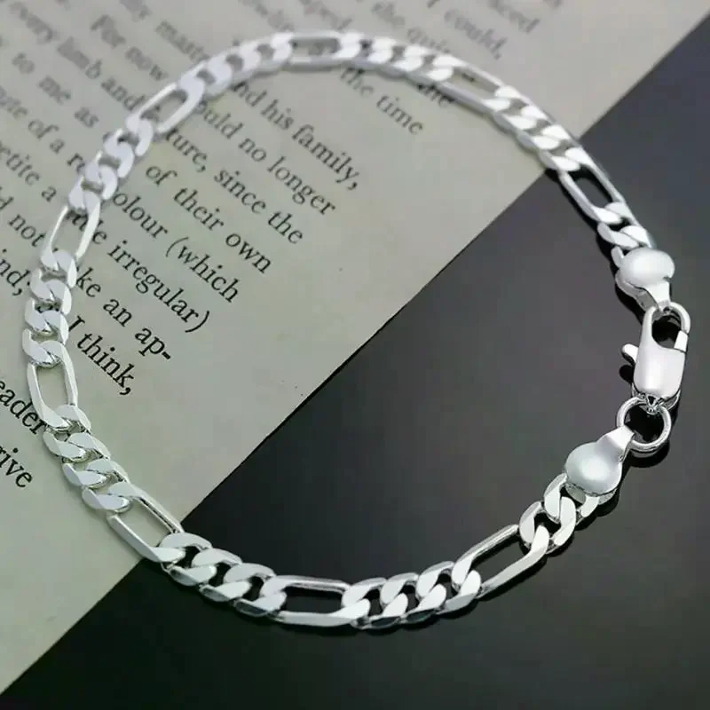 Noble New Arrive Silver Flat Sideways Chain Bracelet Necklace Set For Women Man Fashion Party Wedding Jewelry Gifts Accessories