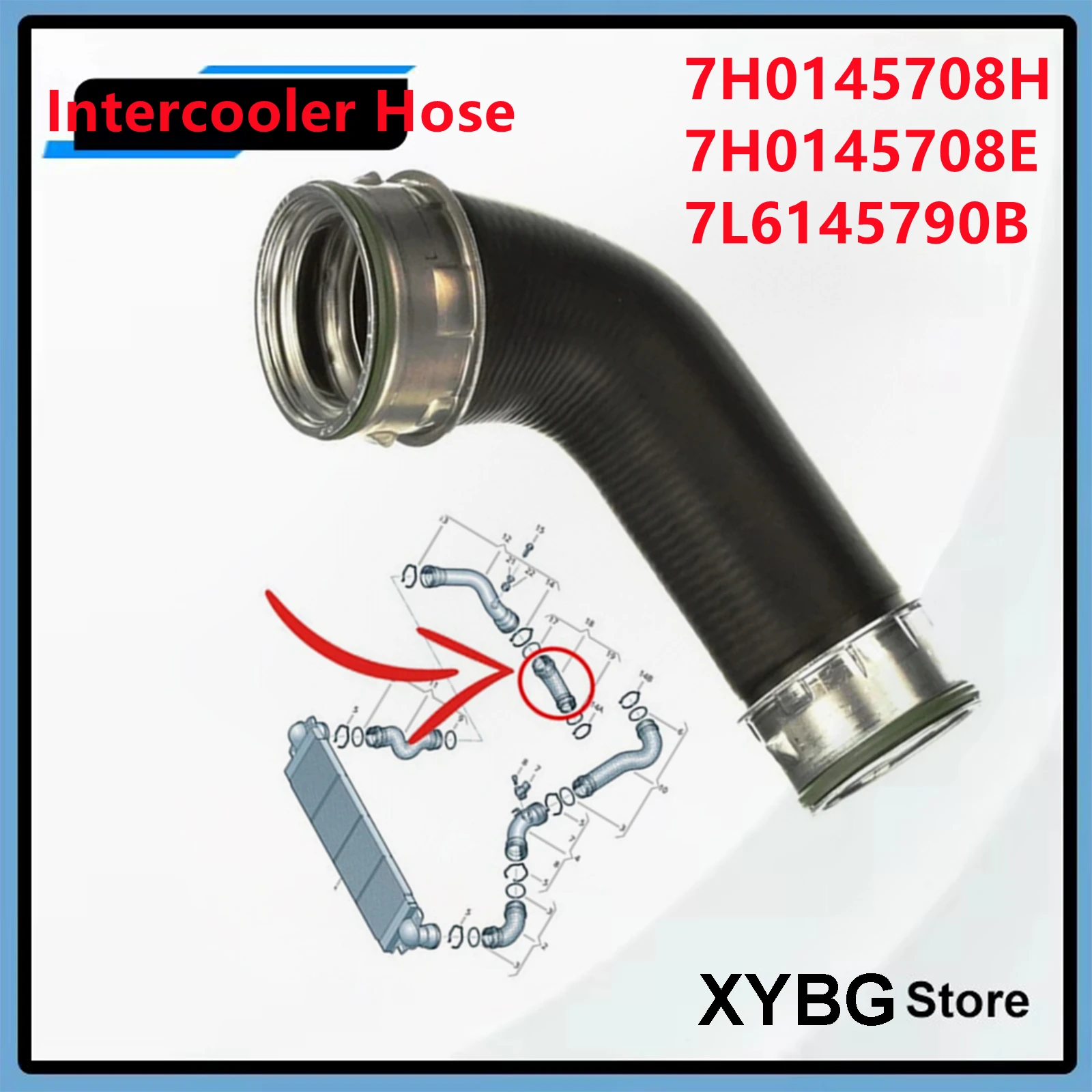 7H0145708H Turbocharged Intercooler Hose 7H0145708E 7L6145790B For Transporter T5 1.9 Tdi Air Intake Pipe car accessories