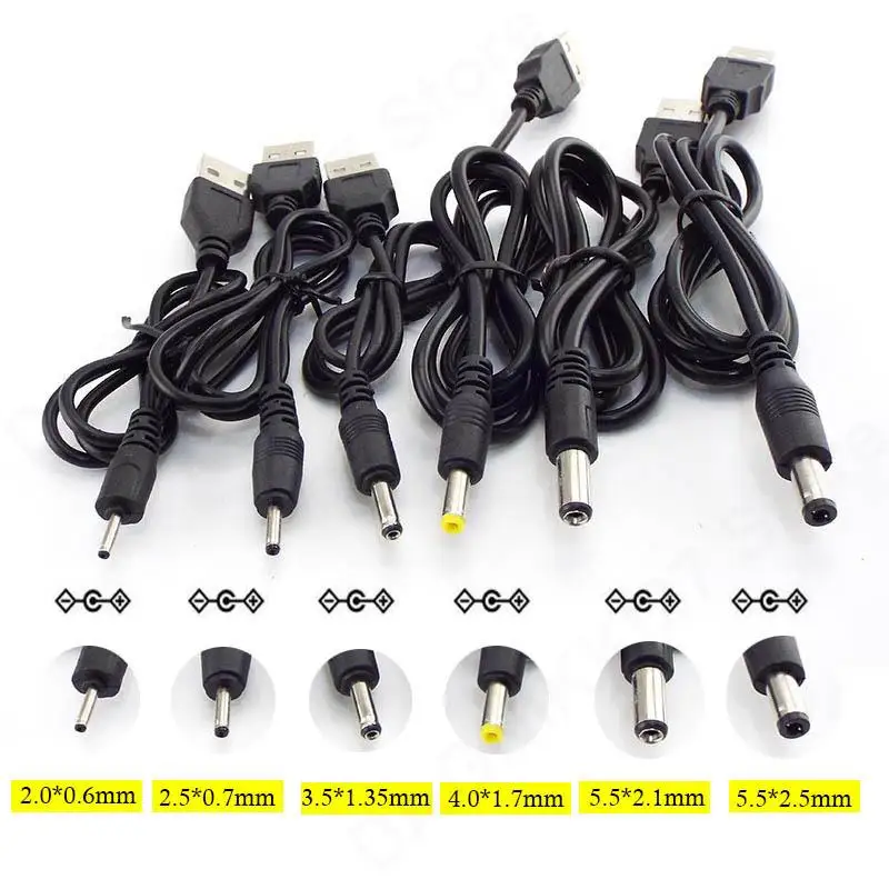 USB type A Male to DC 5.5 2.1 2.5 2.0 3.5x1.35 4.0x1.7mm mini 5pin power supply Plug Jack extend charging cable connector V27