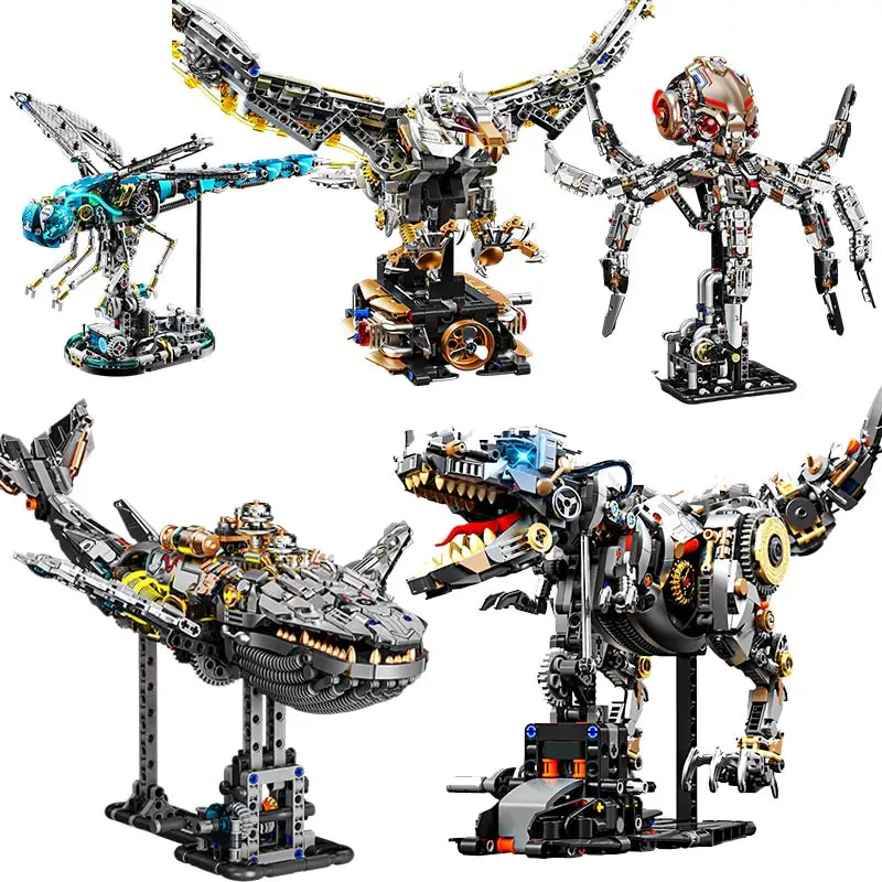 

Technical Mechanical Tyrannosaurus rex Dragonfly Octopus Whale Eagle Building Blocks Assemble Bricks Toy Gift For Children Kids
