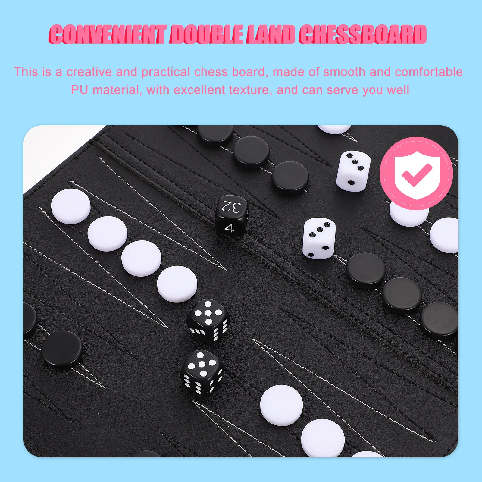 

1Pcs Premium PU Foldable Chess Board Portable International Chessboard with Stable Piece Hold Backgammon Compatible Games