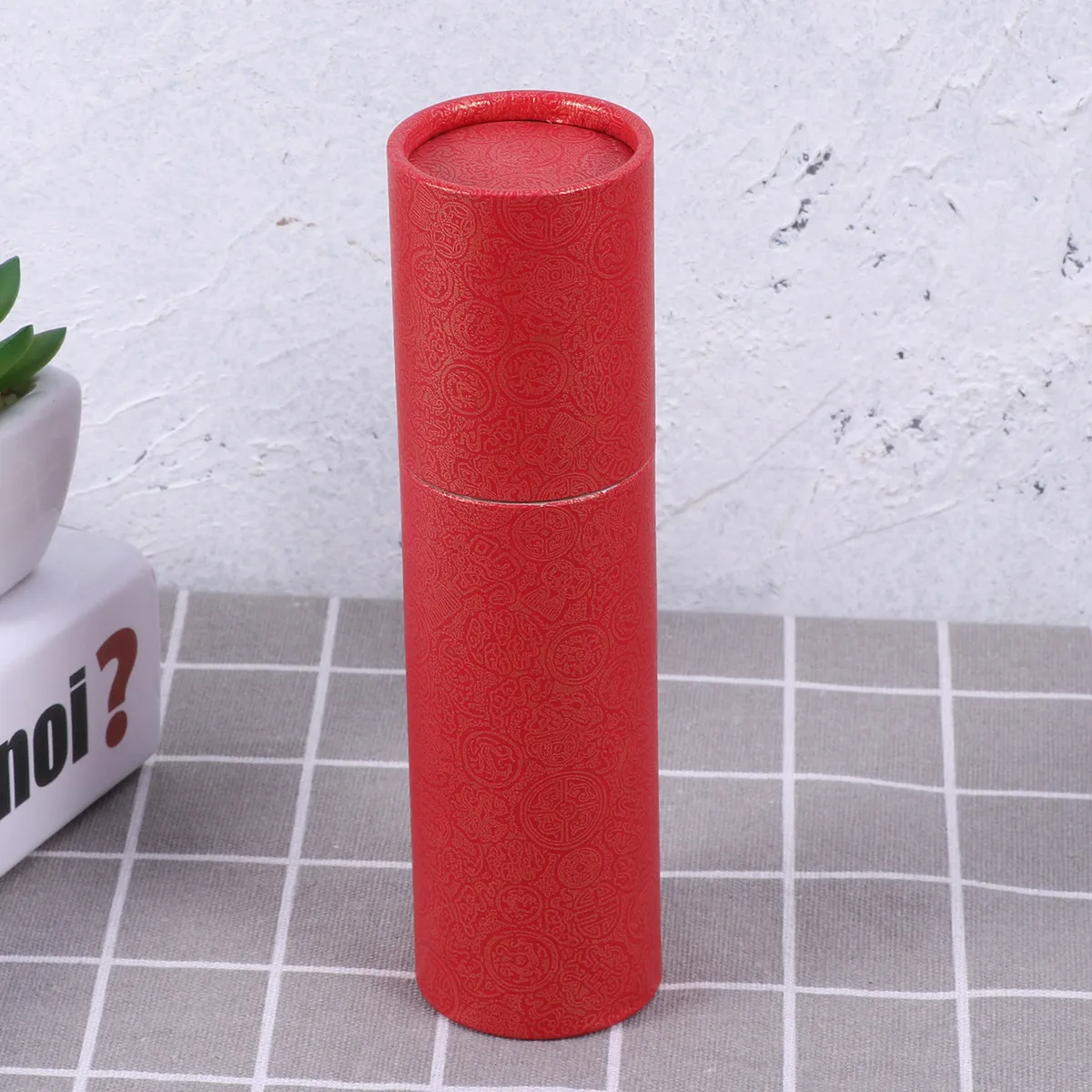 Photo Storage Tube 6 Inch Red Rigid Plastic Water Resistant Poster Paper Tube Portable Scroll Cylinder Calligraphy Photo Box