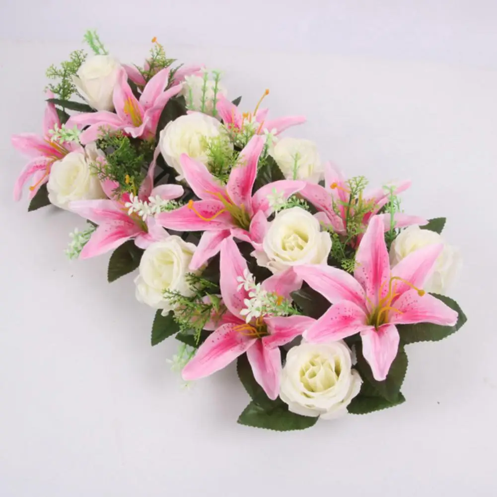 18Pcs Artificial Flowers Delicate DIY Artificial Rose Lily Flowers Wedding Supplies Home Room Garden Decoration Fake Floral