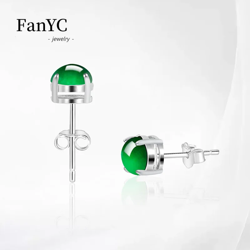Myanmar A-goods Jadeite Yang Green Egg Earrings S925 Silver Inlay Fashion Charm Ice Jade Earrings Ladies Gift